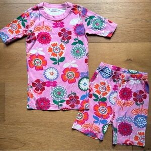 Hanna Andersson PJs Shorts Set Pink Multicolor Floral Girls 130/8